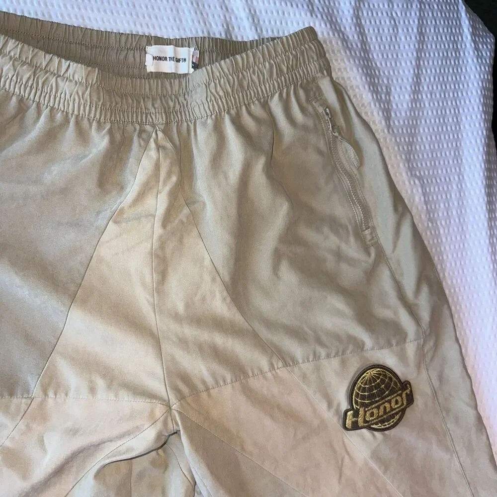 Honor The Gift Mens Logo Patch Parachute Pants Khaki Size Small